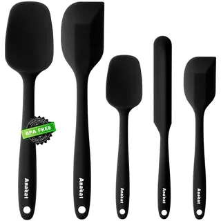 Anaeat Silikon-Spatel-Set, 5-teilig - Nahtloses Design - Antihaft-Rubber-Spateln BPA-frei, Küchenschaber flexibel für einfaches Backen, Kochen, Abkratzen & Mischen, hitzebeständig & spülmaschinenfest