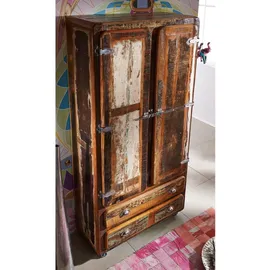 Massivmoebel24 Schrank Altholz 90x38x185 mehrfarbig lackiert FREEZY #39