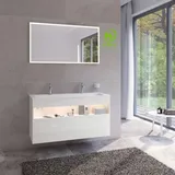 Keuco Stageline Waschtisch-Unterschrank 32882300100 120 x 62,5 x 49 cm, Dekor weiß, Glas weiß klar, mit Elektrik