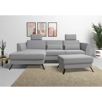 sit&more Ecksofa »Olsen L-Form«, inklusive Sitztiefenverstellung, wahlweise mit Bettfunktion, 15cm hoch grau