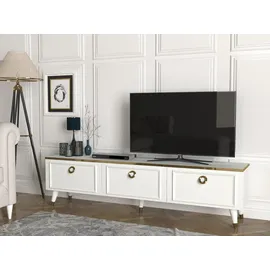 moebel17 Tv-Lowboard 180x46,3x35 cm Weiß Kunststoff