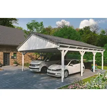 SKANHOLZ Doppelcarport Fichtelberg 6,18 x 8,08 m weiß mit Dachlattung