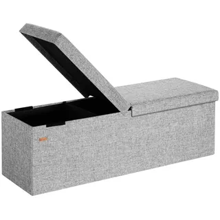DEUBA Casaria® Sitzbank mit Stauraum, Faltbar Gepolstert Deckel Schlafzimmer Wohnzimmer Flur Sitztruhe Truhenbank Polsterbank xl - Hellgrau