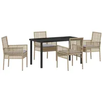 VidaXL 5-teiliges Garten Essgruppe mit Kissen Beige Poly Rattan
