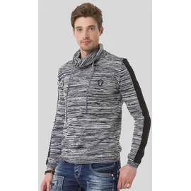Cipo & Baxx "Pullover", Herren, Gr. M, schwarz (schwarz, grau), 50% Baumwolle, 50% Polyacryl, meliert, regular fit, Pullover, mit Schalkragen