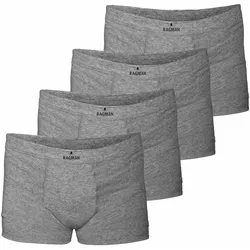 RAGMAN Herren Boxershorts, 4er Pack - Unterwäsche, Unterhose, Baumwollmischung, Logo, einfarbig Grau S
