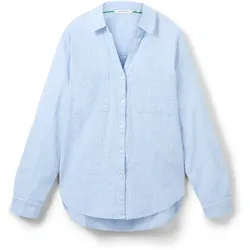 TOM TAILOR Damen Bluse mit Brusttaschen, blau, Uni, Gr. 36