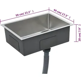vidaXL Handgefertigte Küchenspüle Edelstahl