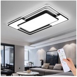 Style home Deckenleuchte LED Deckenlampe 150W dimmbar mit Fernbedienung, warmweiß bis kaltweiß einstellbar, Rechteckige Leuchte für Wohnzimmer Schlafzimmer Büro (Schwarz, 90 * 60 * 6cm)