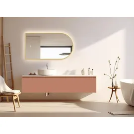 Hoko LED Badspiegel Bogen Beschlagfrei 50x90 cm / 90x50 cm San Diego mit Goldener Metallrahmen, HOCH+QUER Montage. Arch+Touch Schalter+Licht Wechsel - Gold