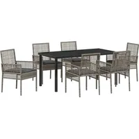 vidaXL Garten Essset mit Kissen Grau Poly-Rattan