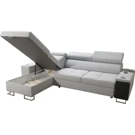 kaiser möbel Bequemes Ecksofa mit Schlaffunktion MORENA I MINI Kunstleder/Sawana Weiß/Graphit Rechts