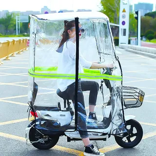fUfIzU Regenschirm Für Roller, Batterie-Auto-Überdachung, Regenschutz, Universal-Motorroller-Regenschirm, Mobilität, Sonnenschutz, Weiß