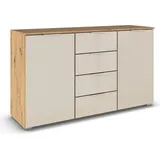 Rauch »Sideboard Kombikommode Schubladenkommode AGORDO mit Glasfront«, (in zwei Griff-Farben), mit 4 Schubkästen und 2 Türen sowie Metallgriffen MADE IN GERMANY