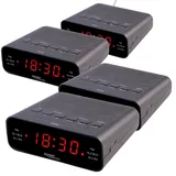 Auviso UKW-Radiowecker mit 2 Weckzeiten und LED-Anzeige, Schlummer, 4er-Set
