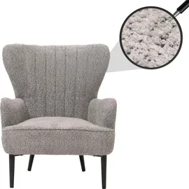 Mendler Lounge-Sessel HWC-K37 Chenille 75 x 80 x 75 cm grau mit Kissen