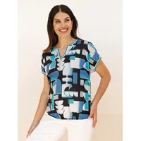 Classic Basics Schlupfbluse türkis/schwarz 44