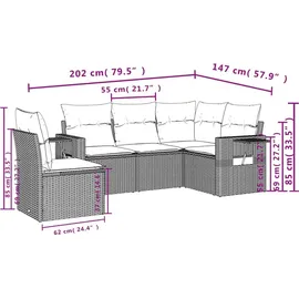vidaXL Gartensofa-Set 5-tlg. grau