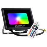 LUXULA LED Fluter 20 W Aluminium, Glas IP65 mit Fernbedienung schwarz