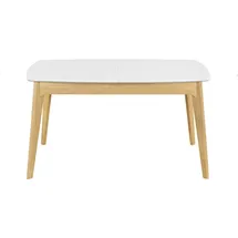 miliboo Tisch ausziehbar skandinavisch Weiß und Holz Länge 140-180 cm MEENA