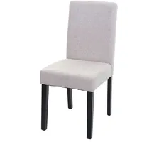 Mendler Esszimmerstuhl Littau, Küchenstuhl Stuhl, Stoff/Textil creme-beige, dunkle Beine