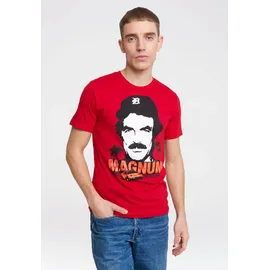 LOGOSHIRT T-Shirt "MAGNUM", Herren, Gr. L, rot, 100% Baumwolle, bedruckt, normal, Rundhals, Shirts T-Shirt, mit großem Front-Print