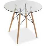 Versa Priya Esstisch für Küche, Terrasse, Garten oder Esszimmer, Maßnahmen (H x L x B) 73 x 80 x 80 cm, Glas und Holz, Farbe: Braun und transparent