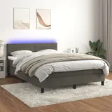 vidaXL Boxspringbett mit Matratze & LED Dunkelgrau 140x200 cm Samt