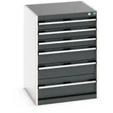 bott cubio Schubladenschrank, Schubladen 3x100 + 2x150 x 1x200 mm, TK je 75 kg, Breite 650 mm, anthrazitgrau