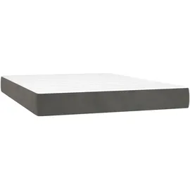 vidaXL Boxspringbett mit Matratze & LED Dunkelgrau 140x200 cm Samt