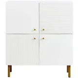 Okwish Sideboard aus MDF in Weiß, 80 x 36 x 90 cm, mit stabilen Stahlbeinen und Zinklegierung-Griffen
