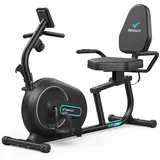 MERACH Liege-Ergometer Liegeergometer für Zuhause mit 8 Widerstandsstufen, Leise & Komfort (Heimtrainer mit App-Konnektivität, Herzfrequenzsensoren, LCD-Digital-Monitor, Ergonomischer Verstellbarer Rückenlehne), Hometrainer für Erwachsene Senioren Radfahren Fitness bis zu 136KG schwarz