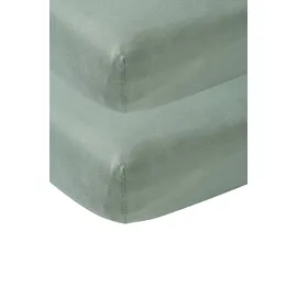 Meyco Baby Spannbettlaken für Babywiege - 2er Pack - 40x80/90cm - Jersey Spannbetttuch - 100 % Baumwolle - Oeko Tex zertifiziert - Rundum-Gummizug, atmungsaktiv - Uni - Steingrün