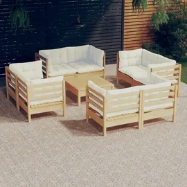 vidaXL Garten-Lounge-Set 9-tlg. beige Kiefernholz