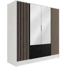 altdecor Kleiderschrank Nelia 200 x 200 x 51 cm Weiß/Schwarz/Artisan