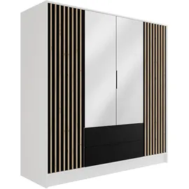 altdecor Kleiderschrank Nelia 200 x 200 x 51 cm Weiß/Schwarz/Artisan