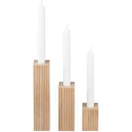 BLOMUS Kerzenhalter 3er Set DREVA | Farbe Oak | 7/14/21H cm | Kerzenständer aus hochwertigem FSC Eichenholz | exkl. Kerzen