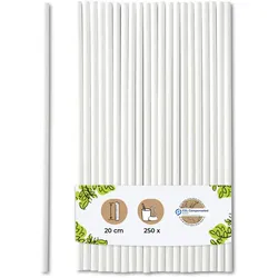 BIOZOYG 250 Stück Trinkhalme 20cm,  Ø5mm, weiß, umweltfreundliche Getränkehalme, biologisch abbaubar, ökofreundliche, nachhaltige Papierstrohhalme