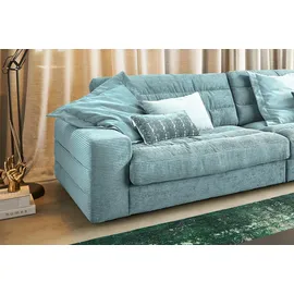 KAWOLA Ecksofa XL Lana Cord Recamiere rechts hellblau