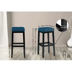 CLP Barhocker Taylor Sitzhöhe 83 cm Metallgestell schwarz blau/Stoff