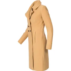 Navahoo Damen Mantel in Wollmantel-Optik langer Trenchcoat mit Reverskragen Wooly Camel Gr. XXL - XXL