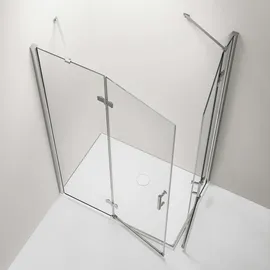 nextrend - gmbh Bernstein DX407 Eckdusche mit Schwingtüren rechts 90 x 100 cm Silber Echtglas