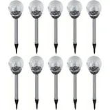 Grundig 10er Set Edelstahl LED Solar Gartenleuchte Kugel mit Crackle-Licht Solarlampe Solarleuchte Deko Garten Leuchte Lampe