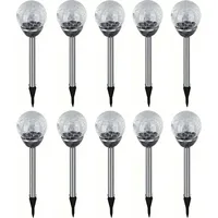 Grundig 10er Set Edelstahl LED Solar Gartenleuchte Kugel mit Crackle-Licht Solarlampe Solarleuchte Deko Garten Leuchte Lampe