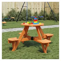 vidaXL Picknicktisch für 4 Kinder mit Schirmloch Rund Massivholz Tanne