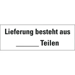 Aufkleber I Hinweisetikett Lieferung besteht aus.., weiß, Haftpapier, permanent, 147x50mm, 250/Rolle