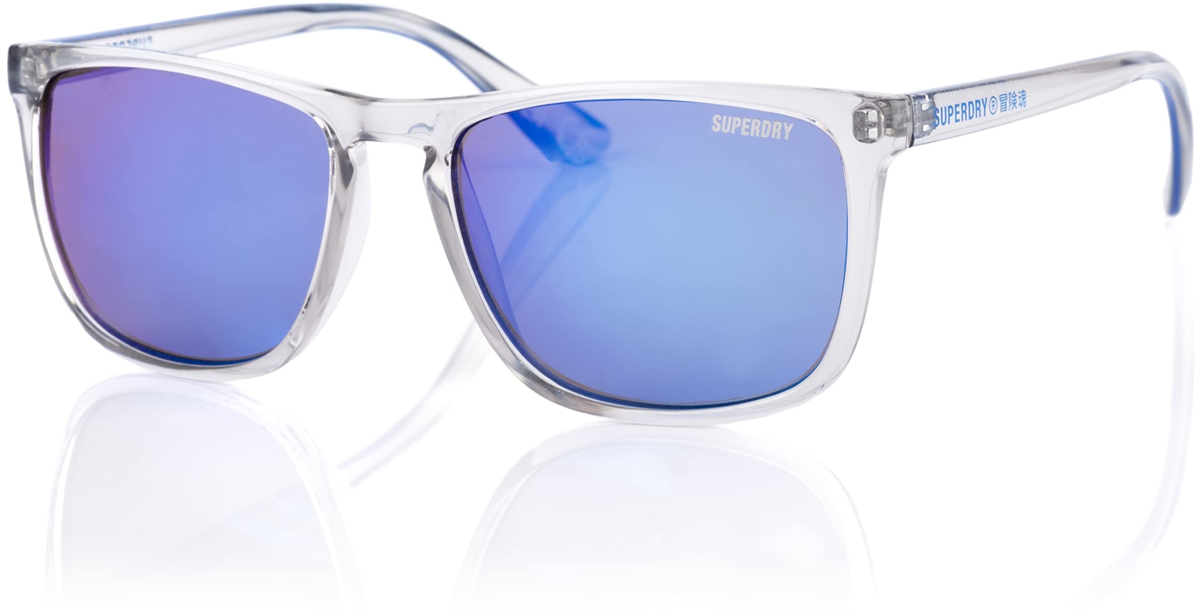 Superdry SDS SHOCKWAVE Sonnenbrille 153 Crystal Blue/Blue Mirror, Kristallblau/blauer Spiegel, Einheitsgröße - Einheitsgröße