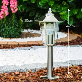 hofstein Außenleuchte Edelstahl 44 cm E27 ohne Leuchtmittel silber