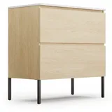 blumfeldt Badezimmerschrank mit Keramik-Waschbecken 80 cm - Moderner Waschbeckenunterschrank in Ulmen-Optik - Eleganter Schrank für stilvolle Badezimmergestaltung