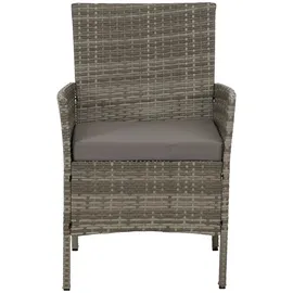 Mendler Poly-Rattan Garten-Garnitur HWC-N98, Sitzgruppe Lounge-Set, Metall Glas Stoff/Textil (180g/m2) ~ grau, Kissen hellgrau